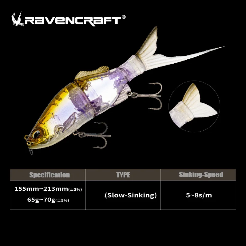 NONE Ravencraft Wal Wirbelsäule 215mm 70g langsam sinkend 3 Abschnitt Hart köder Wasser oberfläche Angeln gefälschten Köder 7