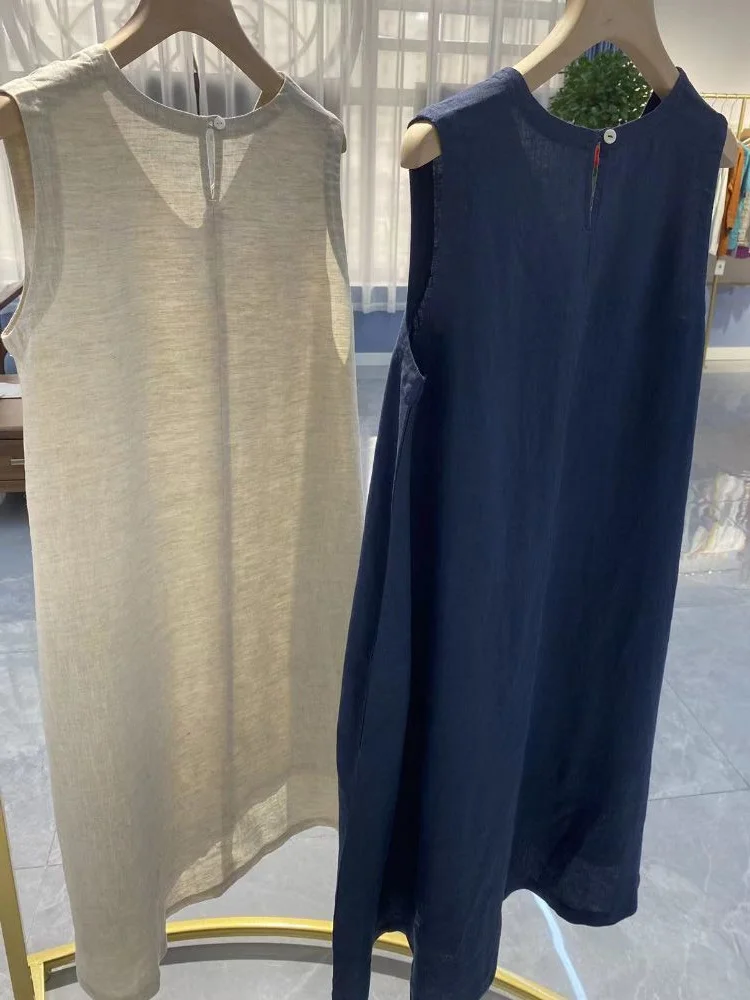 

plus Size Summer V-Ne Svel Dr Women Loose Fitting Casual Vest Dr Straight Cut Mid-Length Simple Sle Polyester...