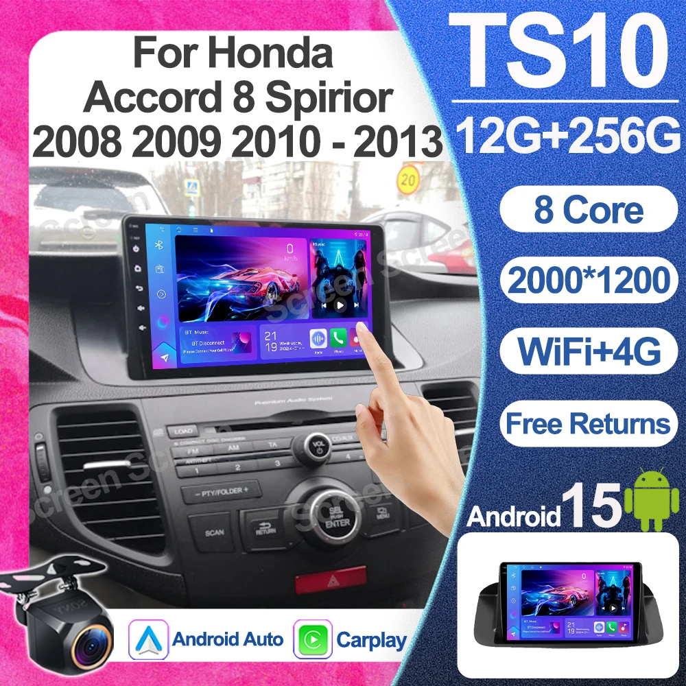 

Автомобильное радио Android 15 Carplay для Honda Accord 8 Spirior 2008 2009 2010 2011 2012 2013, мультимедийный плеер, GPS-налобник, авторадио