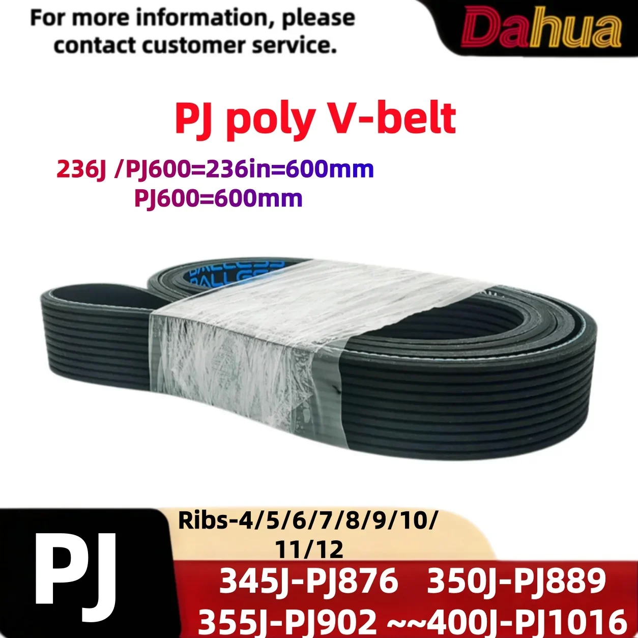 Rubber Imperial PJ Multi-Rib Serpentine Drive Belt, 345J-PJ876-400J-PJ1016  4-12 Ribs for Washer/Dryer/Vacuum/Mower & Ind. Equip