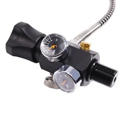 TUXING 6000PSI High Pressure Charging Valve with Dual Pressure Gauge Regulated Output Refill Adapter Station for Cylinders Scuba