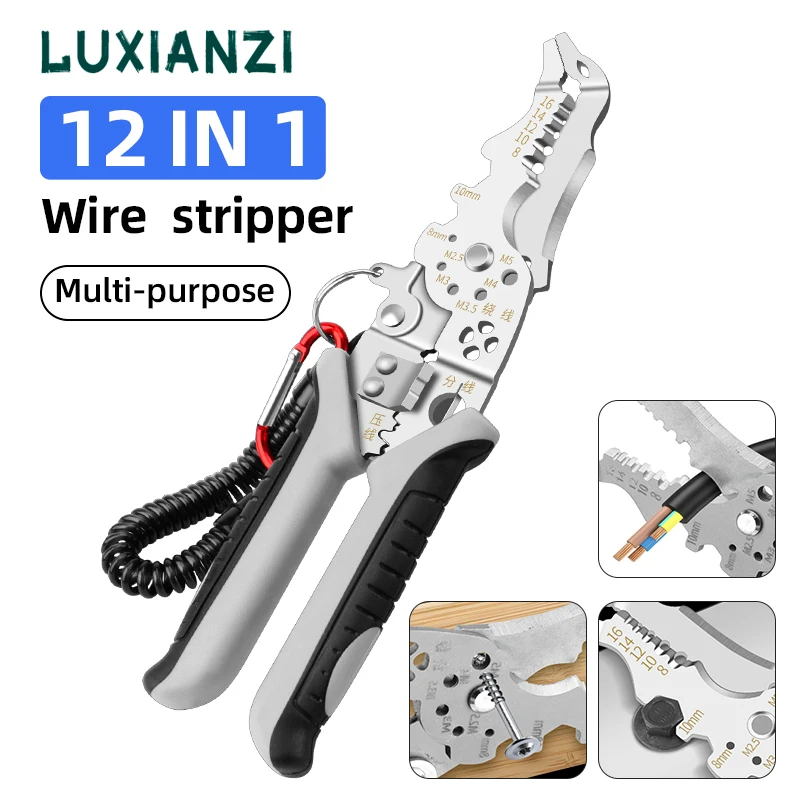 LUXIANZI Multi-Function Elbow Stripper Pliers Wire Crimper Cutter Wiring Tools Professional Electric Cable Stripper Repair Tool