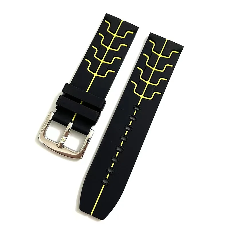 Sports diving silicone strap compatible with F1 series unmarked needle buckle style rubber watch strap