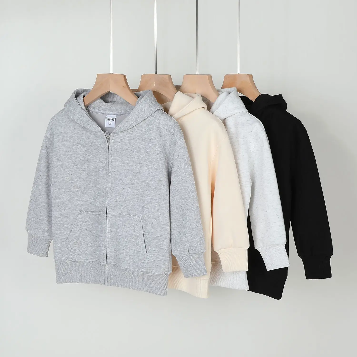 Child Hoodie Autumn Zip-Up Solid Color Hooded Sweatshirt Children Sweatshirt Student Hoodie Casual Loose Long Sleeve Pullover
