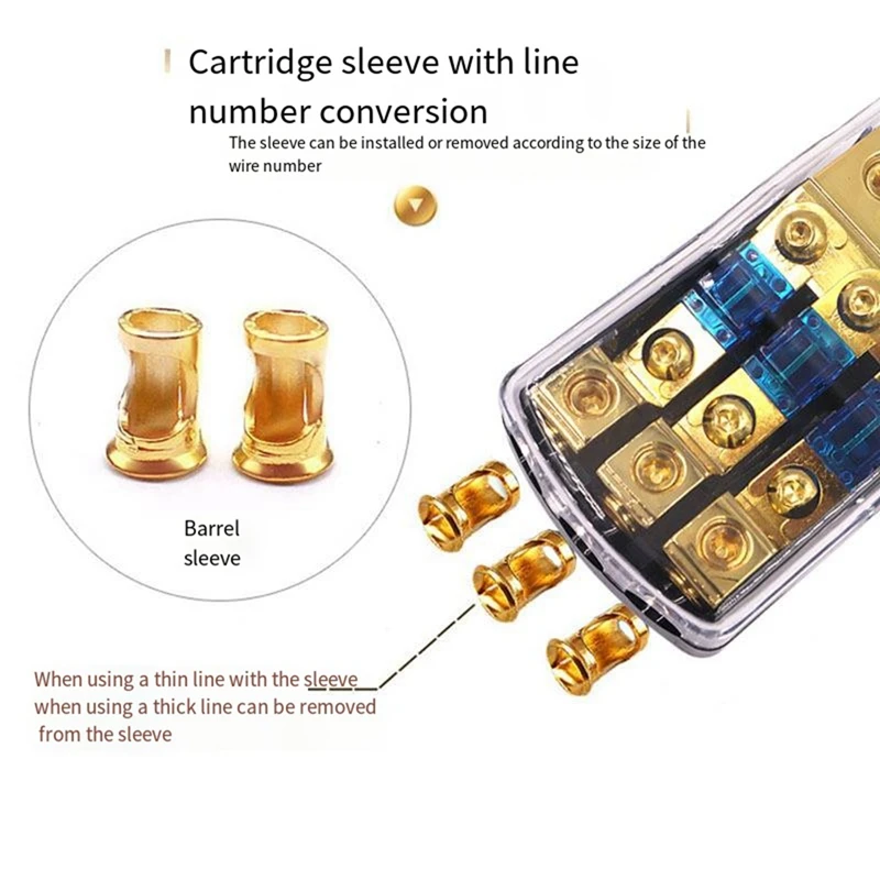 ANL Fuse Holder, Copper 0/2/4 Gauge To 4/6/8 Gauge 60 Amp Fuse Distribution Block For Car Audio Amplifier