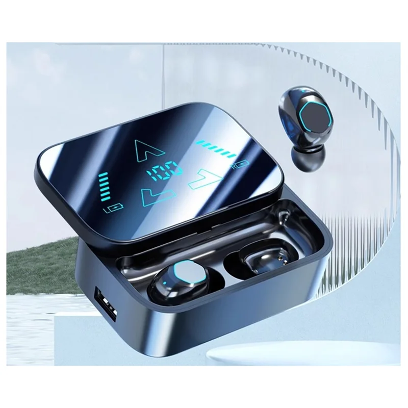 -PQWN M48 Wireless Bluetooth Headset Sports Walkman Withmicrophone In-Ear LED Display TWS High Quality Mini Long Battery Life