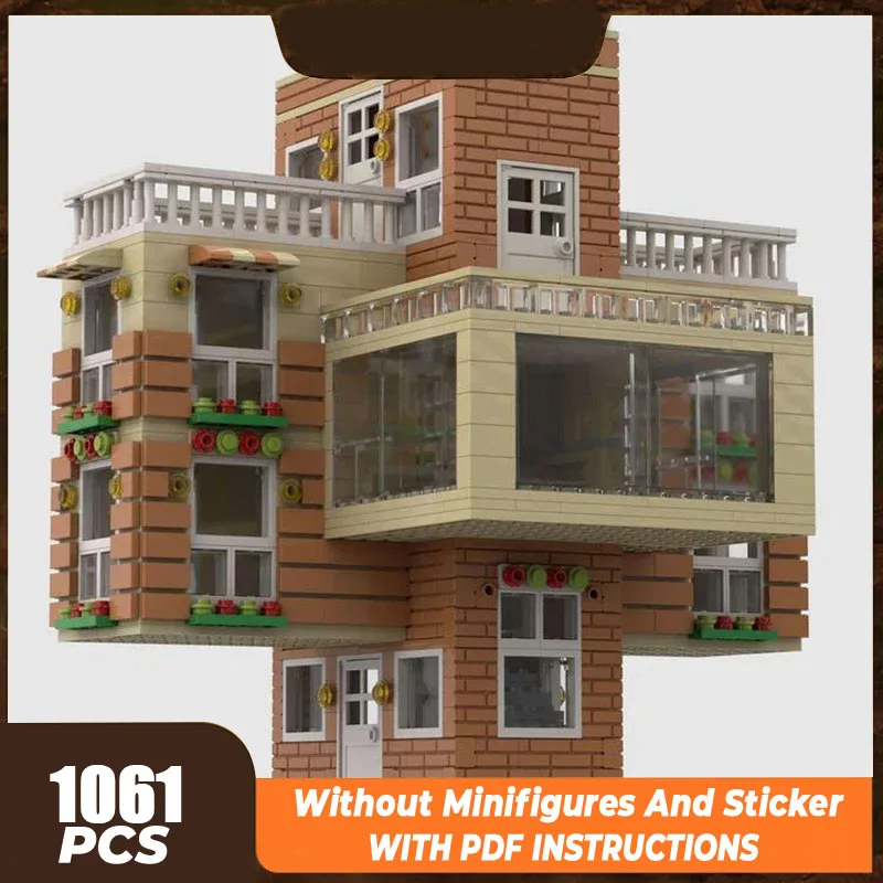 City Street View Model Moc Building Bricks Kongming Lock Crossor House Technology Blocks Gifts Christmas Toys DIY Sets Assembly