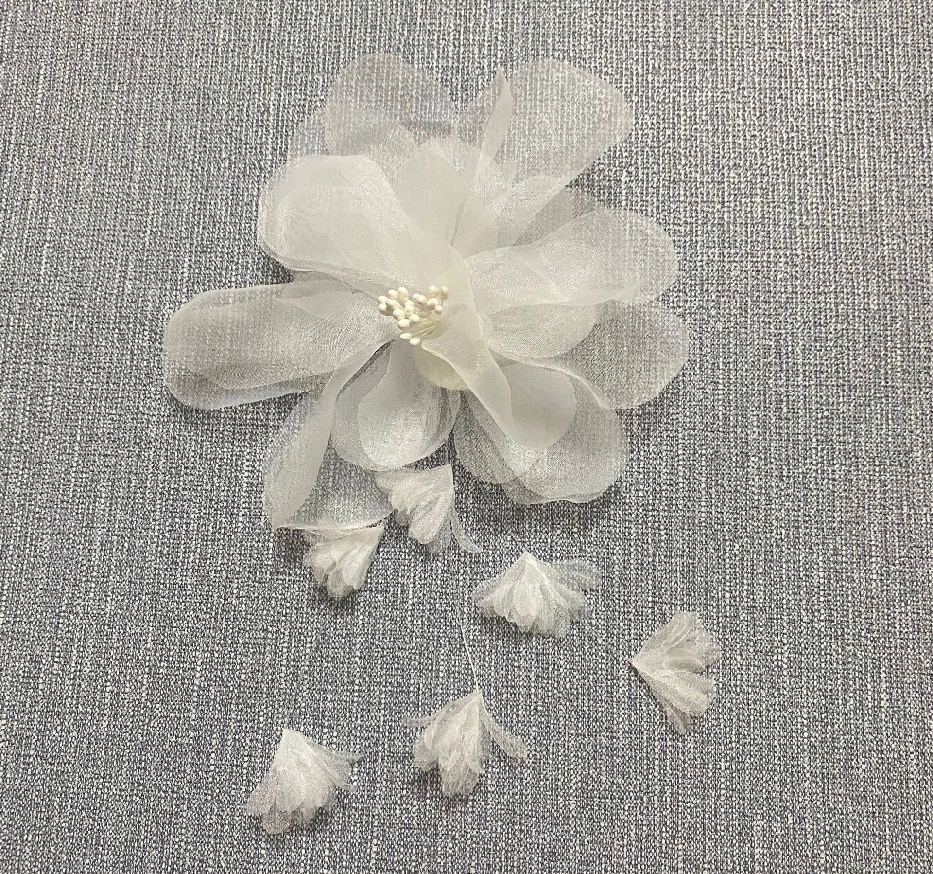 pizzo organza fai da te baffo fiore fatto a mano fiore moda abito da sposa per bambini accessori di abbigliamento fiori decorativi