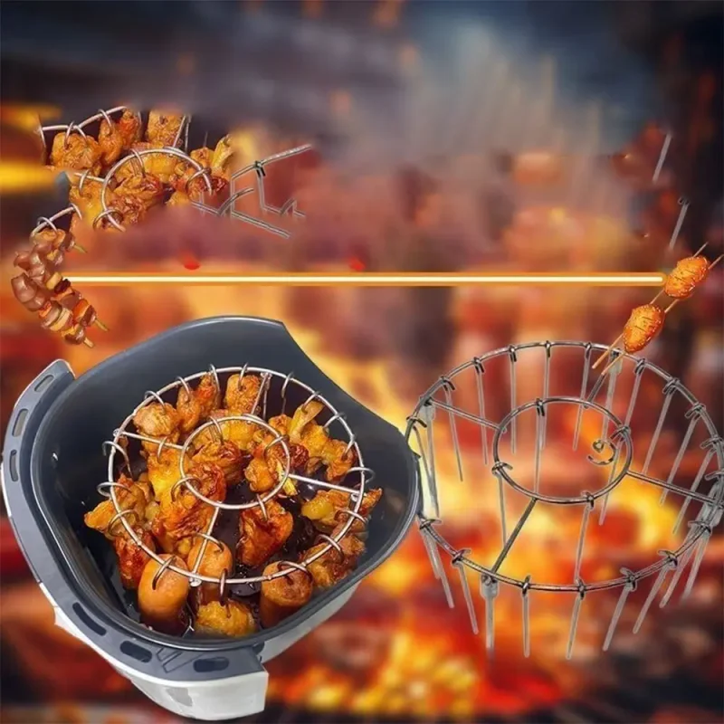 tainless Steel Vertical Grill Rack Detachable BBQ Skewer Holder 12/24/49 Sticks Vertical Barbecue String Skewer Bracket for Outd