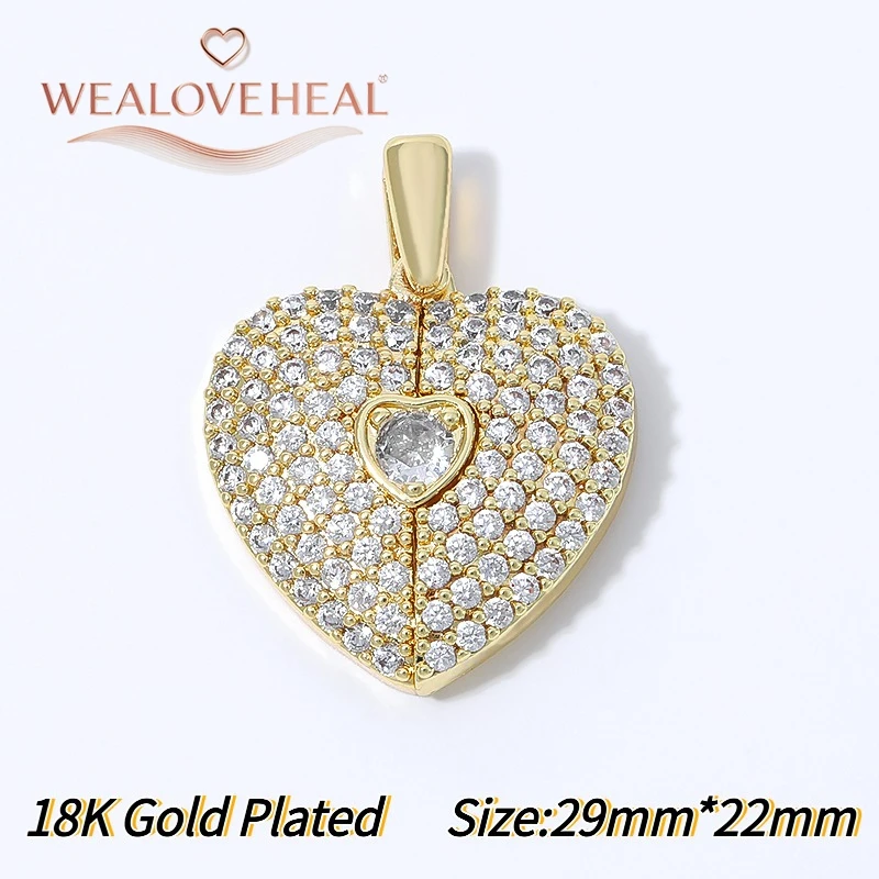 anhänger schmuckherstellung, 18K vergoldeter Messing-Anhänger mit geteiltem Herz für DIY-Schmuckherstellung, Pavé-CZ-Anhänger mit zerbrochenem Herz und Flügeln, DIY-Halskettenzubehör – Detail 22