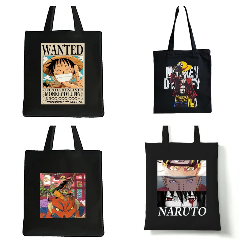 One Piece Naruto Anime Cartoon Duffy Canvas Bag Creative Personalized Shopping Bag Student Handbag Shoulder Bag Gift Wholesale