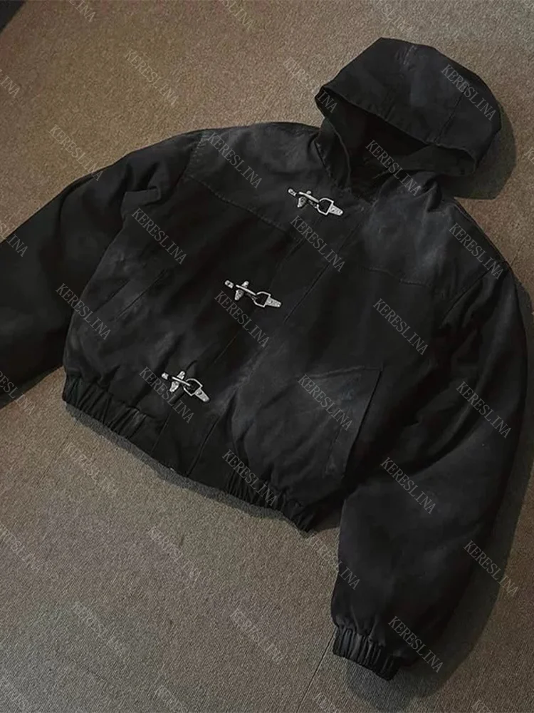 Men's denim jacket street American retro Harajuku Y2K solid color fashionable casual Europe and America loose fall-winter coat