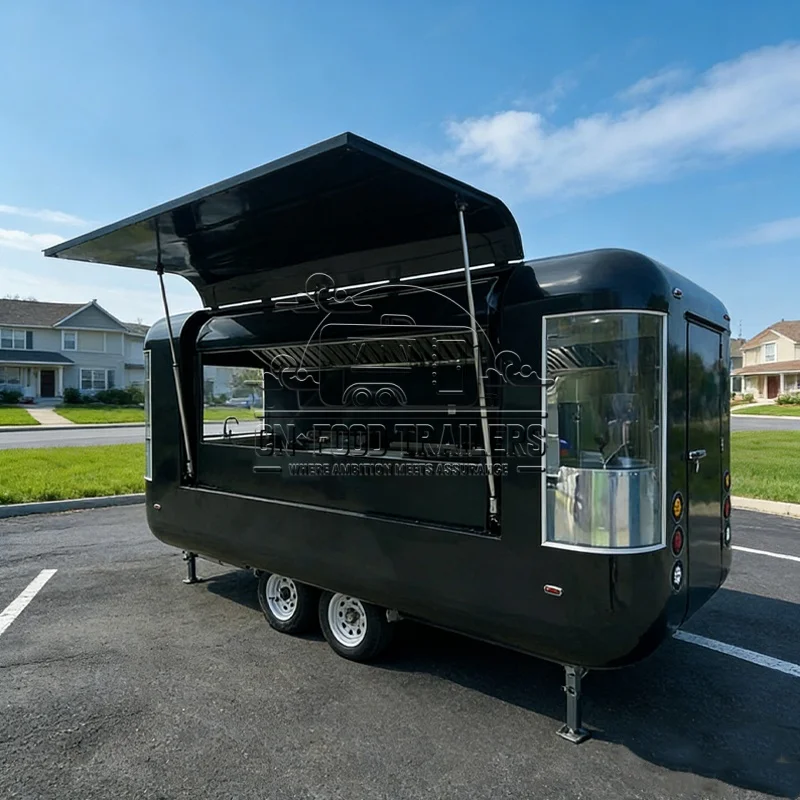 

CN Food Trailer ﻿New Design Mobile Kitchen Food Truck Trailer Fully Equipped Pizza BBQ Hot Dog Fries Burger Ice Cream Station