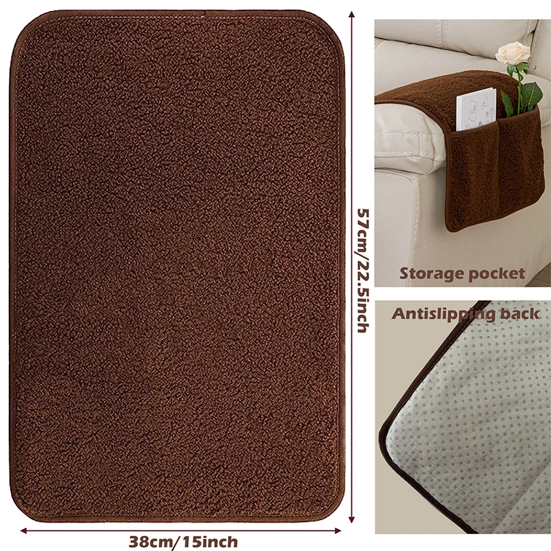 3Pcs Stretchy Fleece Furniture Sofa Armrest Cover With Pockets Sofa Headrest Towel Velvet Non Slip Couch Chair Arm Protector