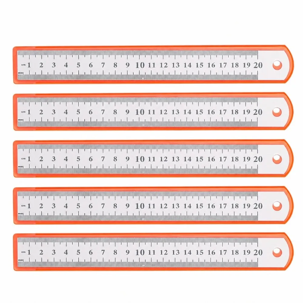 5 pcs,Thick 0.7mm, 15cm,20cm 15cm 20cm Length Stainless Steel Ruler Stainless Steel Straight Shape Straight Ruler