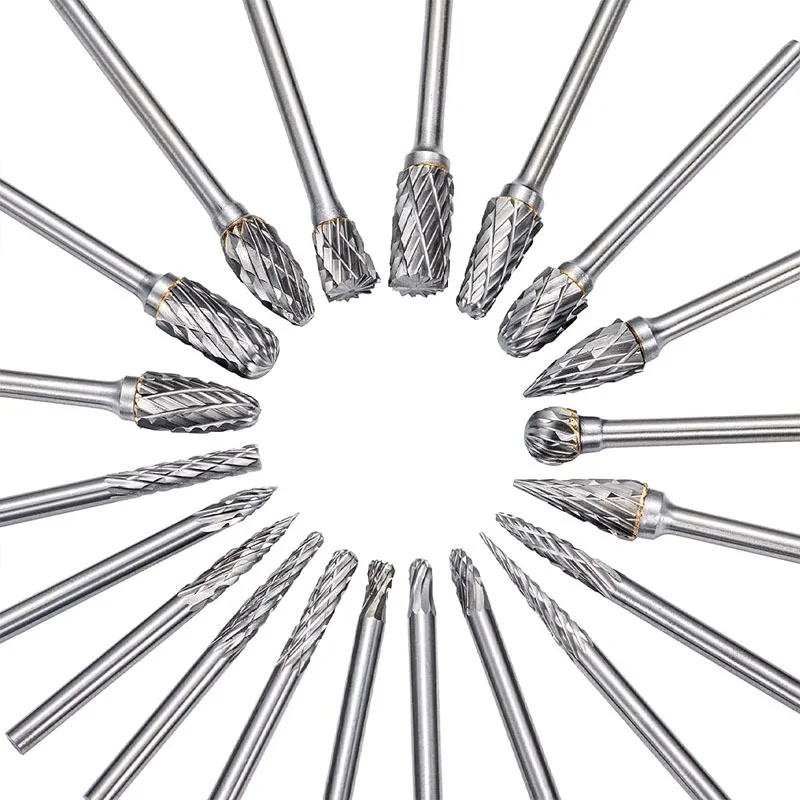3mm and 6mm Edge Tungsten Carbide Milling Cutter Bit Rotary Tool Burr Double Single Cut for Metal Wood Plastic Stone Grinding