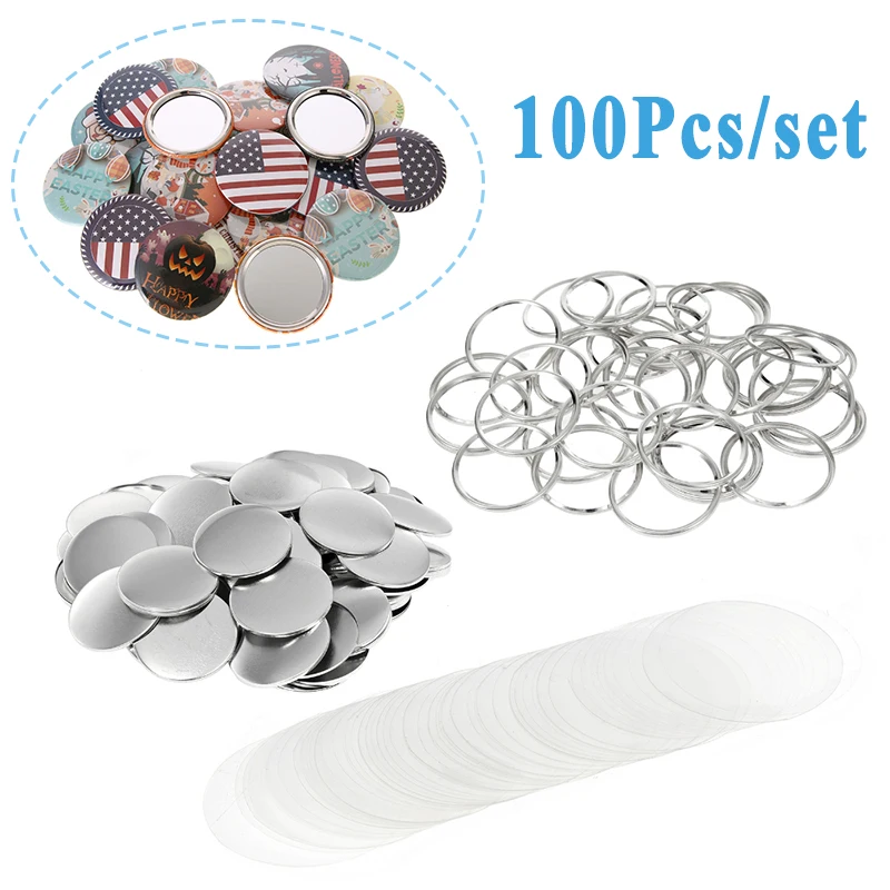 

100pcs Badge Button Pins Material 58mm 75mm for Button Badge Machine DIY Mini Round Tinplate Pocket Makeup Mirror Making Parts