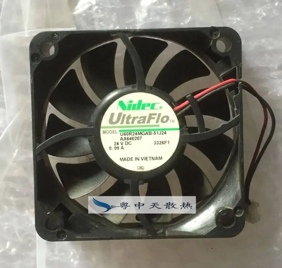 Nidec U60R24MGAB-51J24 Server Cooling Fan DC 24V 0.09A 60x60x15mm 2-Wire