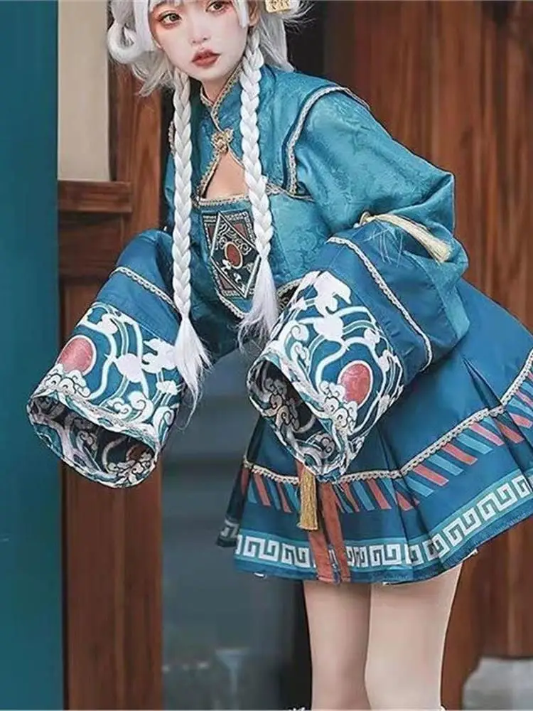 زي تنكري للهالوين على شكل زومبي صغير بأسلوب لوليتا، فستان يومي للنساء بأكمام طويلة ونقشة مربعات بأسلوب قديم للعب الأدوار