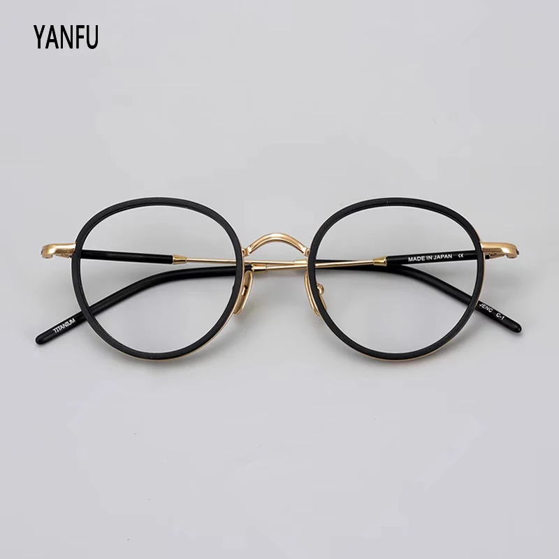 Titanium Golden Classic Vintage Round Glasses Frames Fashion Optical Eyewear Reading for Women Men Personalized BTYK Eyeglasses