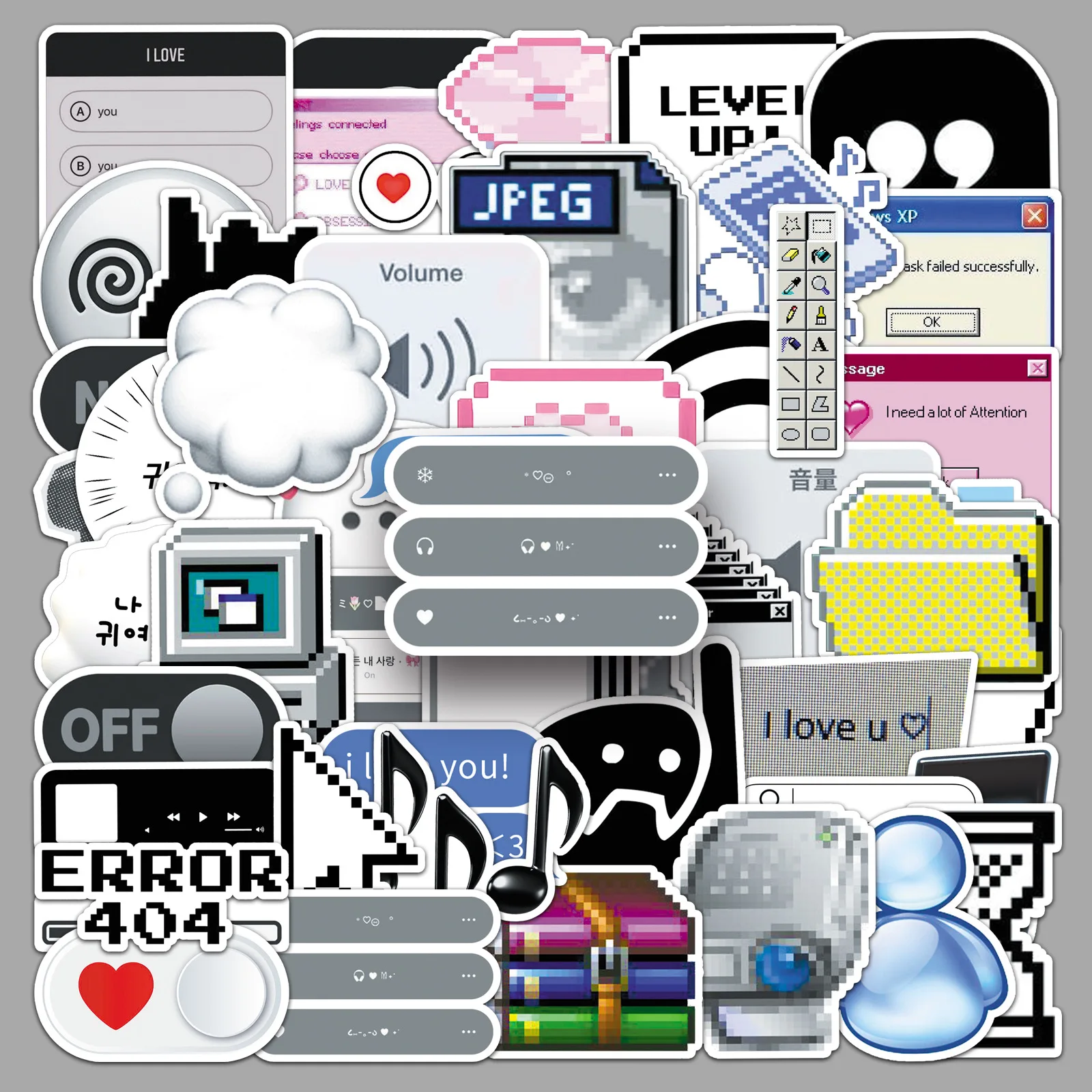 

50PCS Cute Eeb Expression Sticker Computer Computer Icon Creative Decoration Mobile Phone Case Notebook Water Cup Toys Gifts