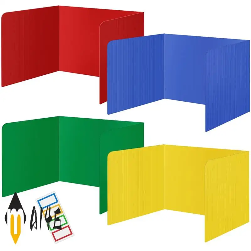 4 Pack Colorful Privacy Floders For Student Desks - Plastic Erasable - Testing Dividers For Classroom - Easy Clean