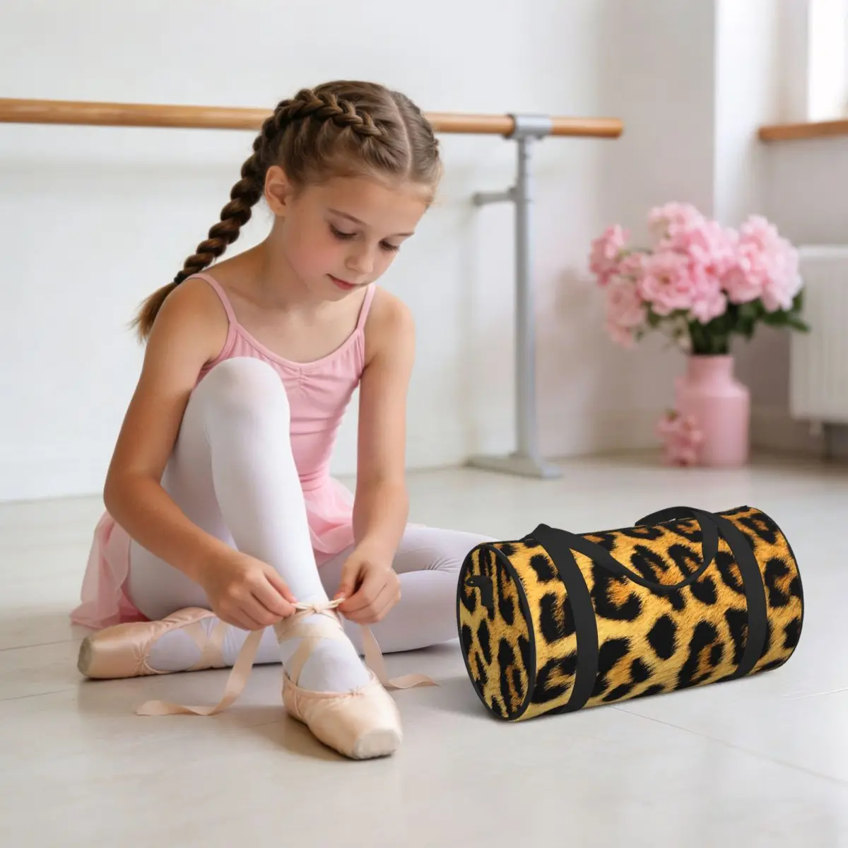 Leopard Print Luggage Bag Large Capacity Duffle Tote Bag Handbags Gym Bags Fitness Bag for Boys Girls