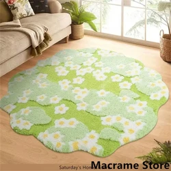 Flower Special-shaped Tufting Rug Carpet Soft Fluffy Tufted Doormat Sofa Area Rug Foot Pad Silicone Anti-skid Back Door Mat