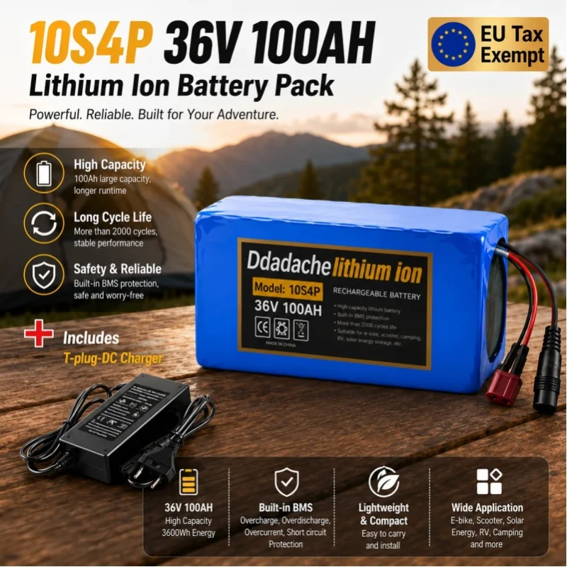 Hochleistungsfähiger 36V 100Ah Lithium-Ionen-Akku 10S4P 1000W mit BMS für Elektroroller, E-Bike, Mountainbike