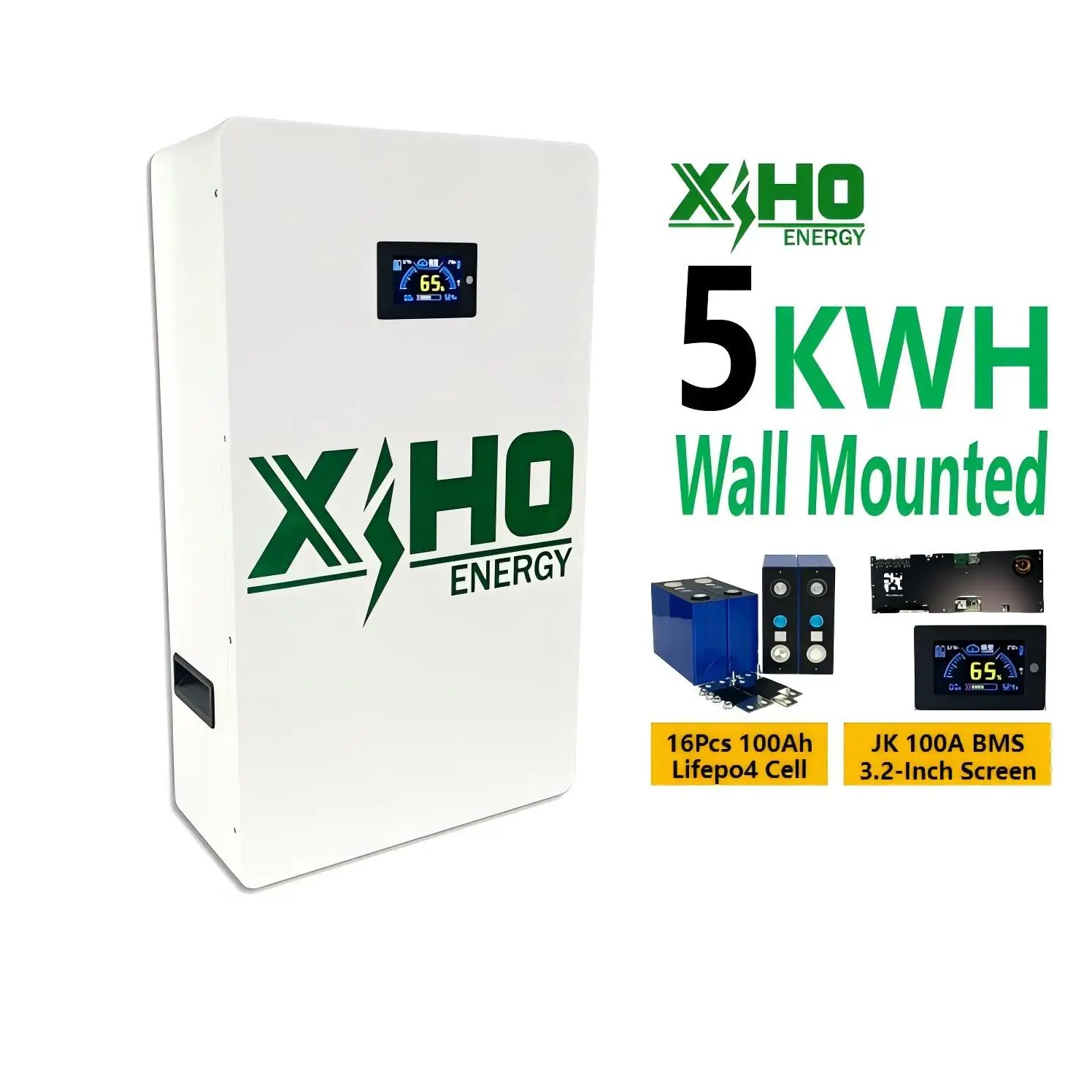 Xiho PowerWall Mounted Grade A100Ah 48V 51.2V 5KWH Lithium Lifepo4 Battery DIY Kits Battery Box for DIY Energy Storage