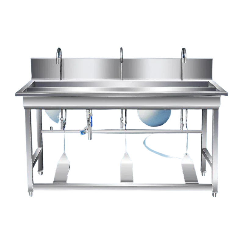 CX Commercial Stainless Steel Sink Hospital Hotel Food Factory Foot-operated, Long Pool Sink