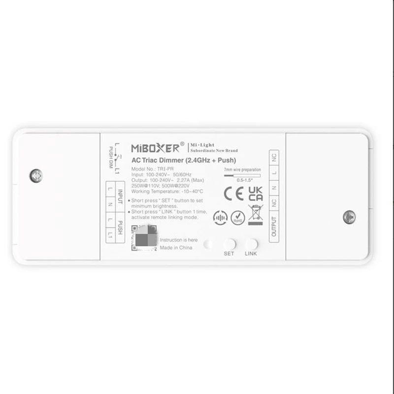 

Miboxer 500W AC Triac Dimmer Push Switch TRI-PR 2.4G TRI-PW WiF i+ 2.4GHz + Push TRI-PZ Zigbee 3.0 +2.4GHz + Push AC 100-240V