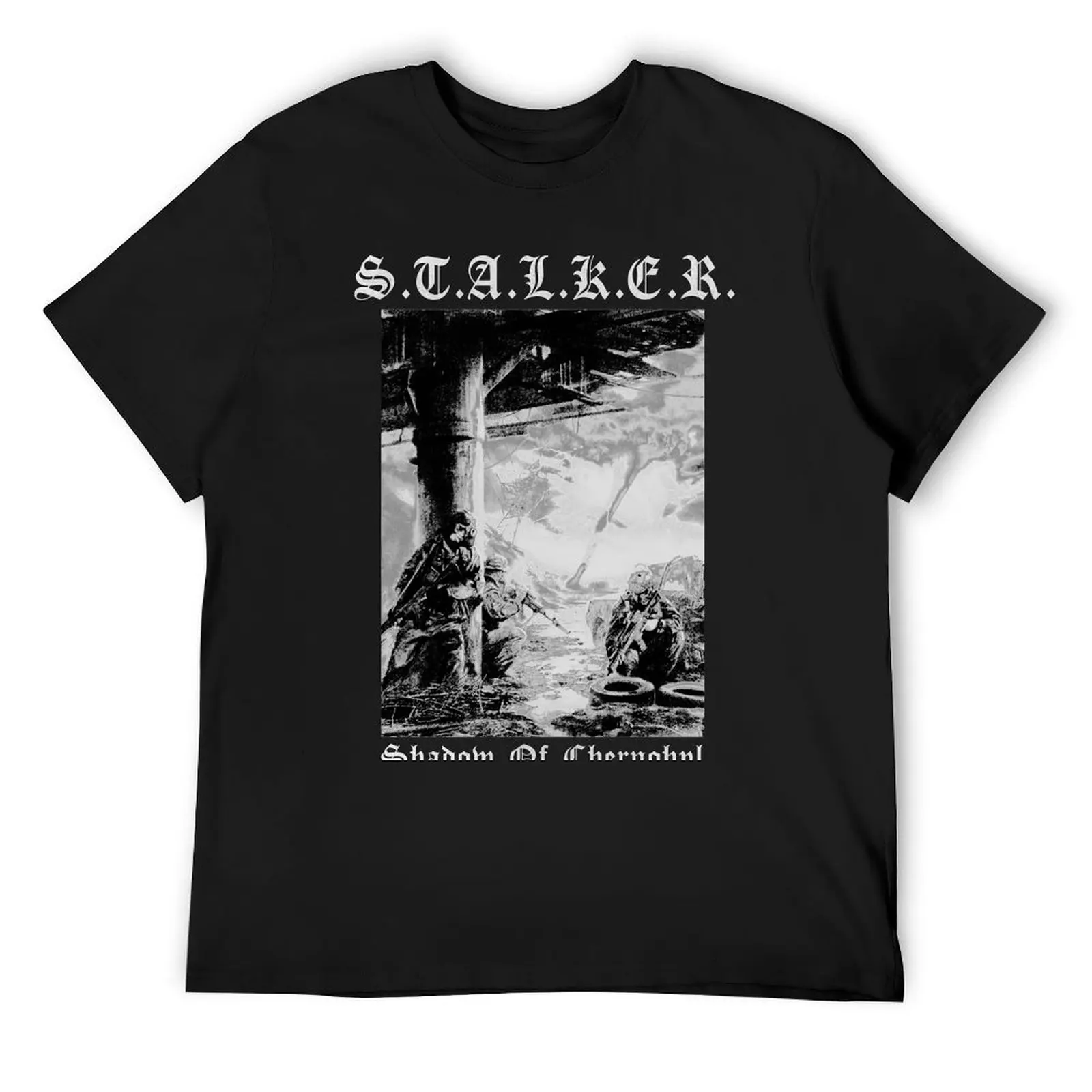 

S.T.A.L.K.E.R. / Black Metal T-Shirt topping blue lock funny shirt cotton baggy shirts mens graphic t-shirts pack