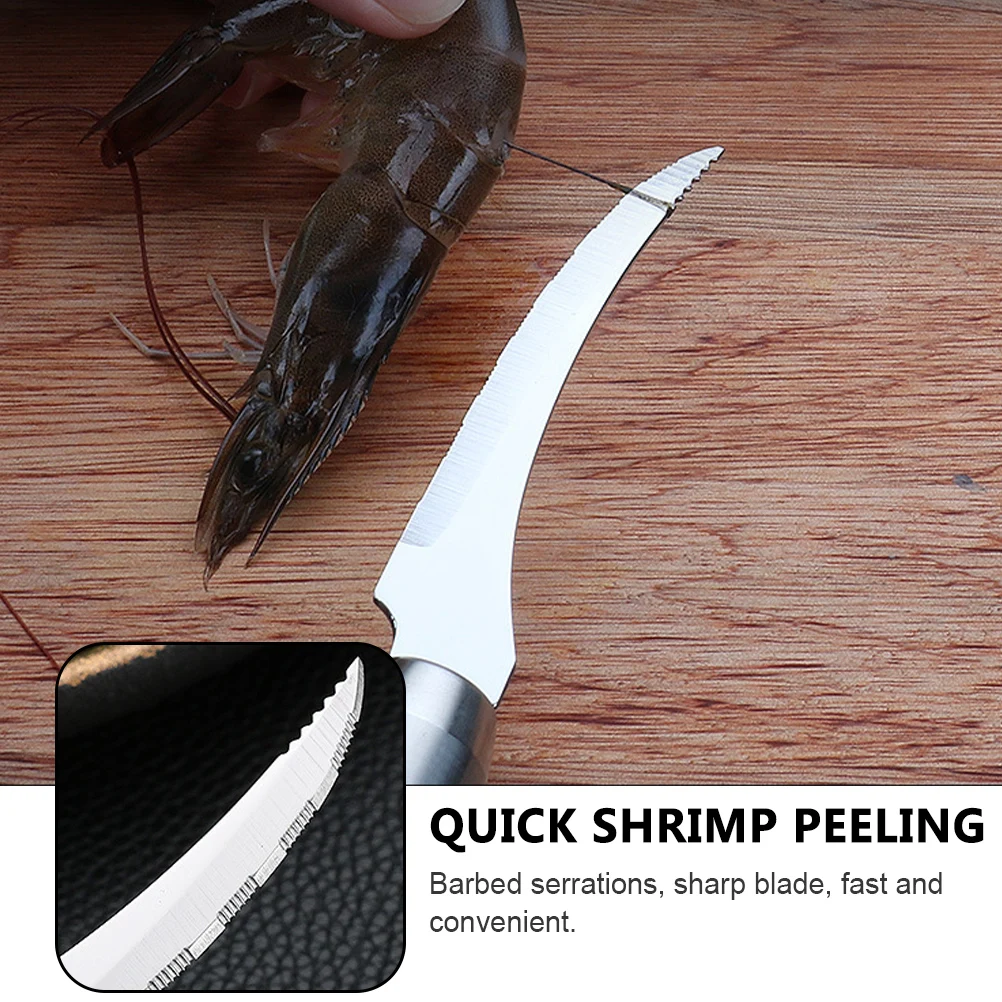 

Stainless Steel Shrimp Peeler Wood Handle Ergonomic Kitchen Tool Shrimp Line Remover Seafood Cleaner Daily Use Kitchen Supply