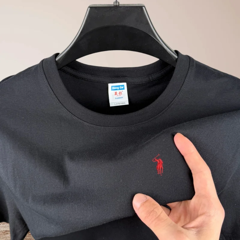 100% pure cotton high-quality brand round neck short sleeved men's 2026 summer fashion pony embroidery T-shirt casual sports top - view 5
