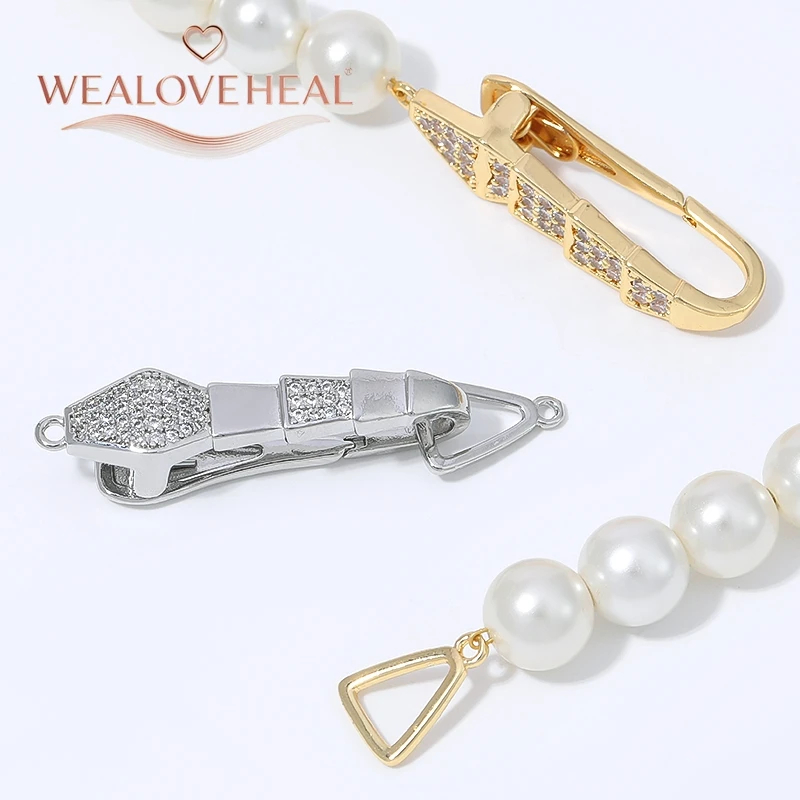 verschluss schmuck, 18K Vergoldeter Messing-Schlangenperlen-Verschluss, Micro-Pavé-CZ-Karabinerverschluss für DIY-Halsketten- und Armband-Schmuckherstellung – Detail 15