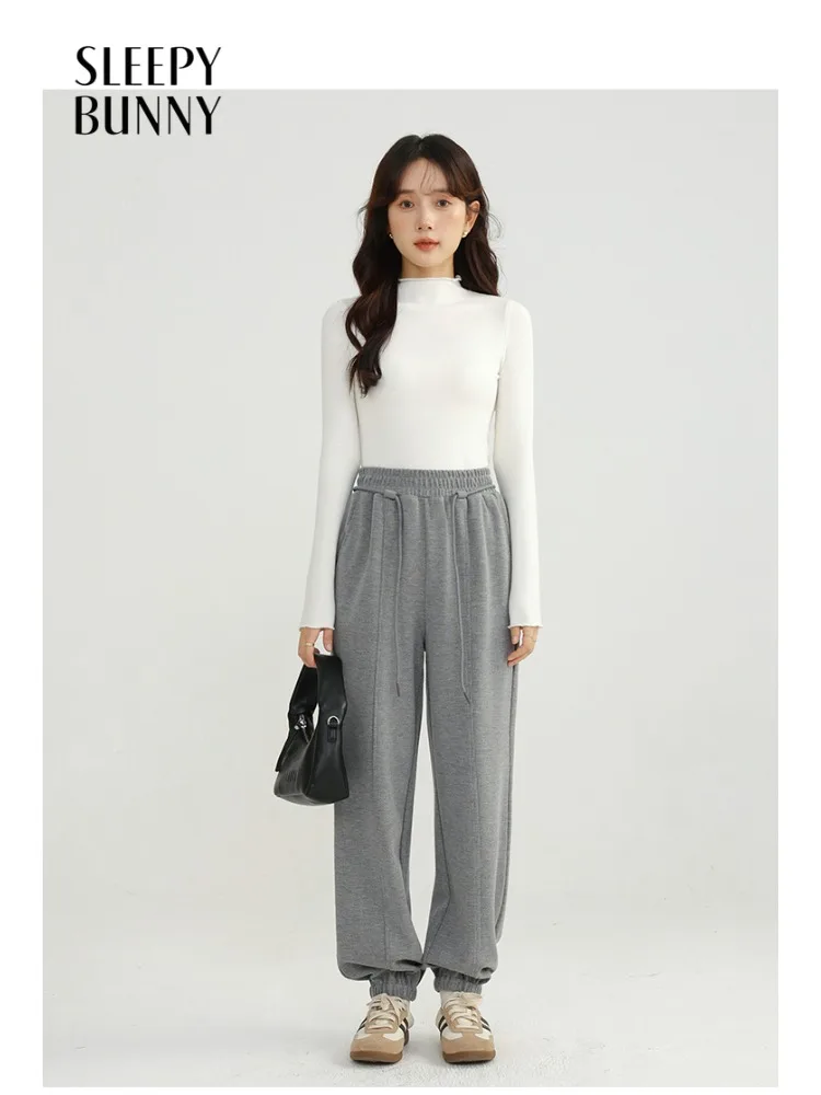 

Thick Fleece Sweatpants for Women High Waist Loose Jogger Pants Warm Windproof Elastic Cuffed Trousers Winter Casual Outfit