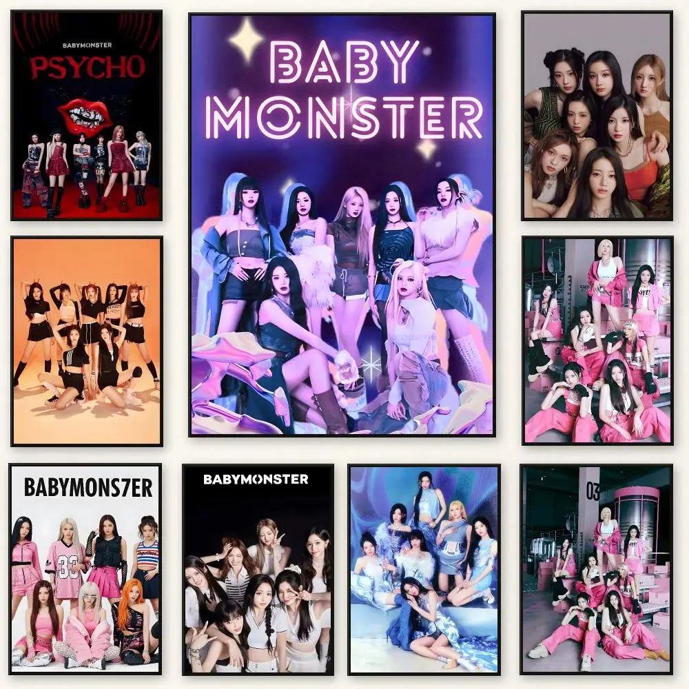 K-pop Group B-BABYMONSTER Poster Frameless Peel-and-Stick Removable Wall Art Print