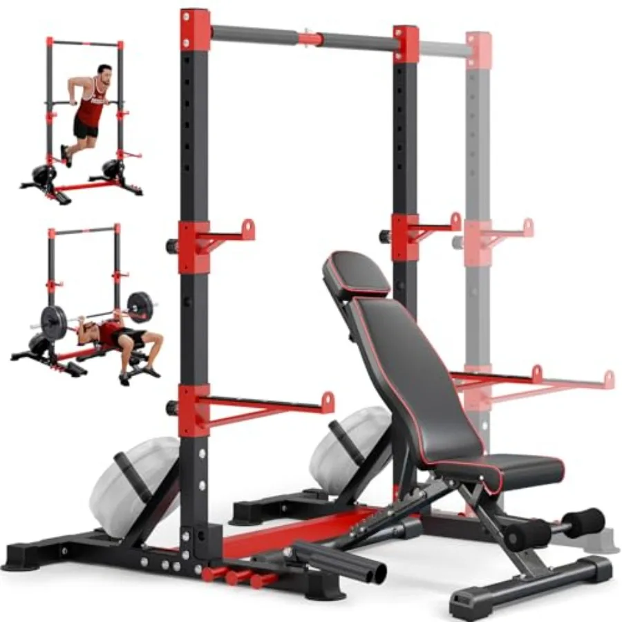 

Smith Machine Squat Rack Combo Multi-Functional Power Racks with Adjustable Width Pull-Up Bar Cable Crossover Power Cage Indepe