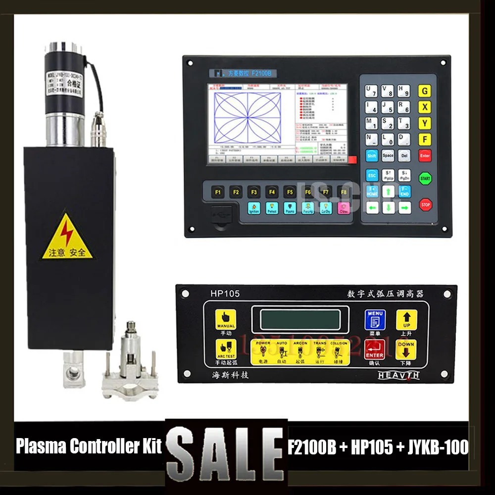 Plasma Controller F2100b 2axis Cnc System + Hp105 Height Controller + Thc Lifter Ykb-100-dc24v For Plasma Flame Cutting Machine