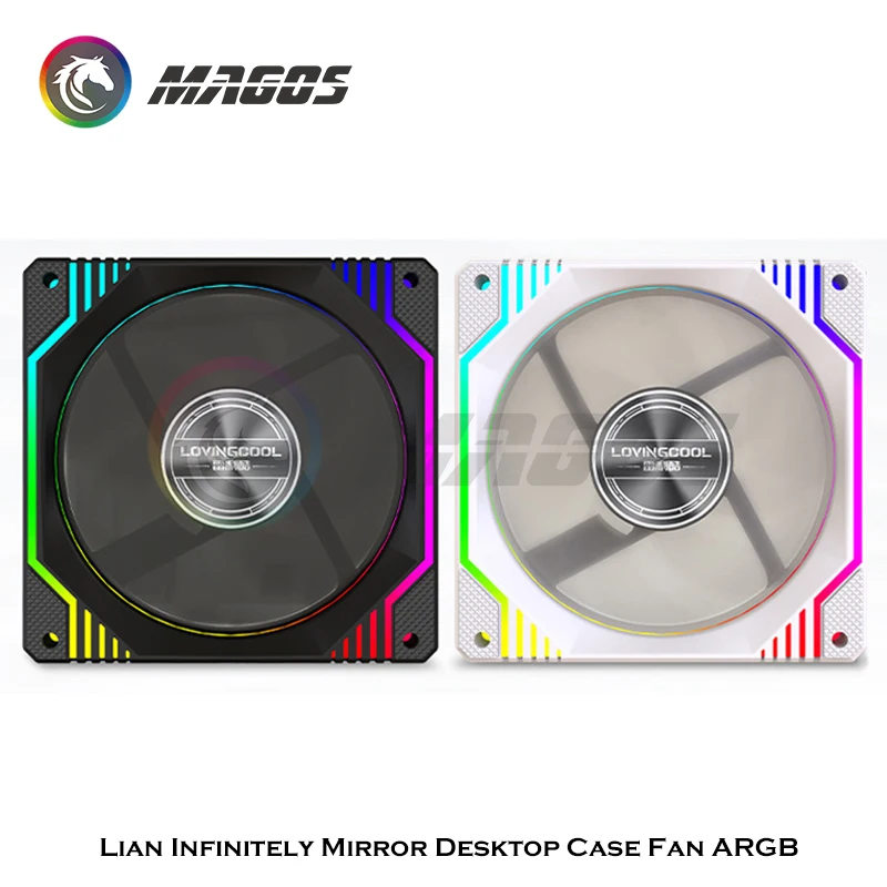 Lian infinitly Mirror Desktop Case Fan ARGB 5V 12CM Cooler Forward & Reverse Air Outlet MB AURA SYNC nero/bianco