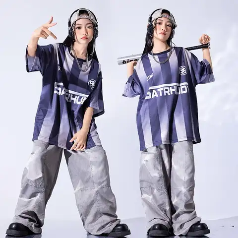 Teens Break Hip Hop Dance Clothes Girls Short SLeeves Loose Tops Pants Boys Jogger Sport Street Dance Outfits Rave Wear
