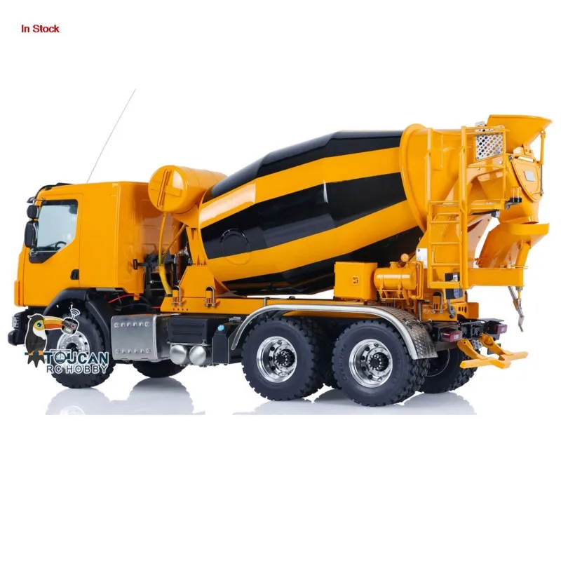 In Stock 1/14 LESU 6x6 Metal RC Mixer Truck DIY Painted Finished Remote Control Agitating Lorry Concrete Sound Light Car Boy Toy