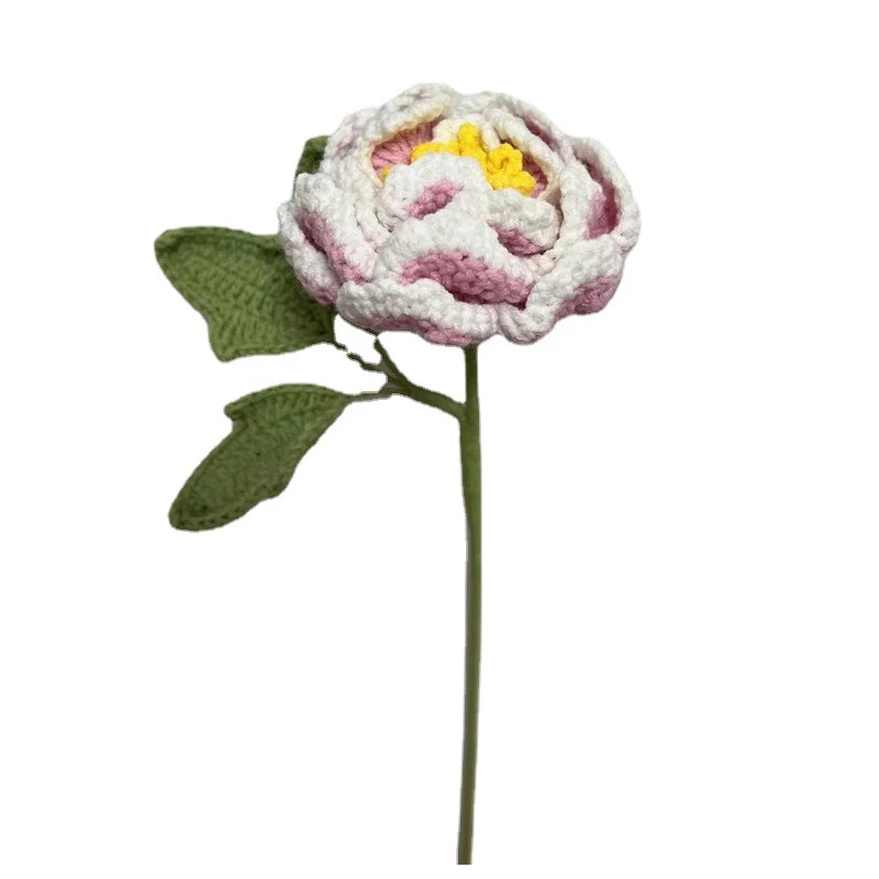 Peony Cotton Wool Hand-knitted Bouquet Finished Knitted Immortal Flowers DIY Simulation Flowers Creative Home Decoration