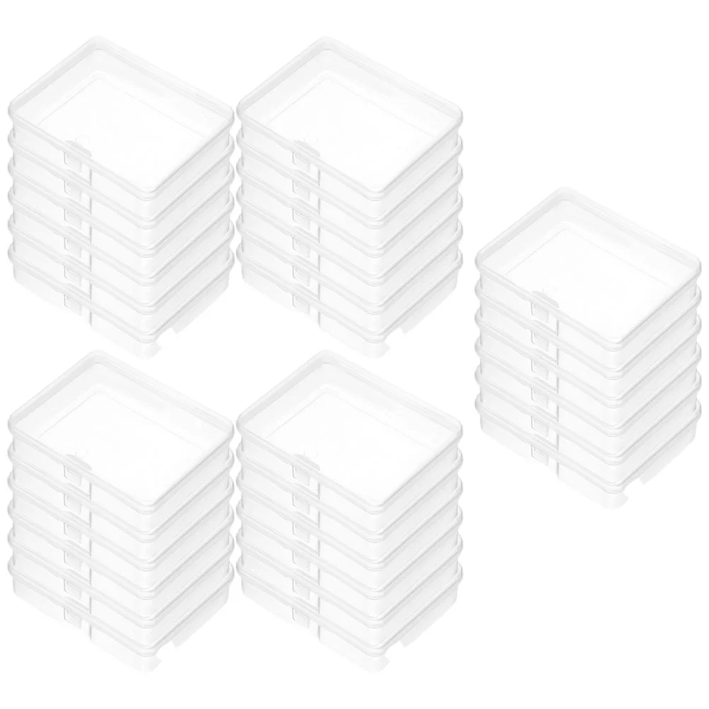

30 Pcs Clear Plastic Storage Box Hinged Lid Empty Container Rectangle Small Beads Jewelry Candy Mini Box Protective Dustproof