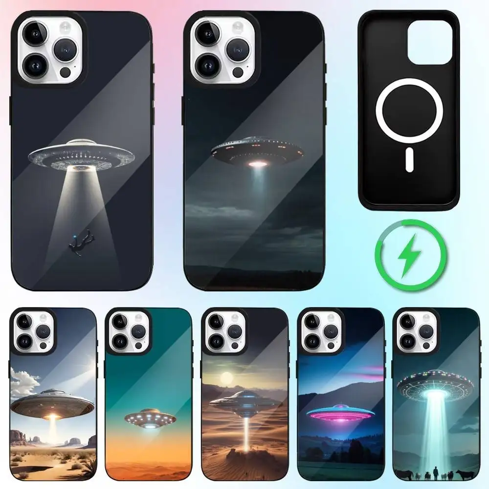 

Singular Space UFO Alien Phone Case For iPhone17,16,15,14,13,12,11 Plus,Pro Max Magnetic Magsafe Wireless Charging