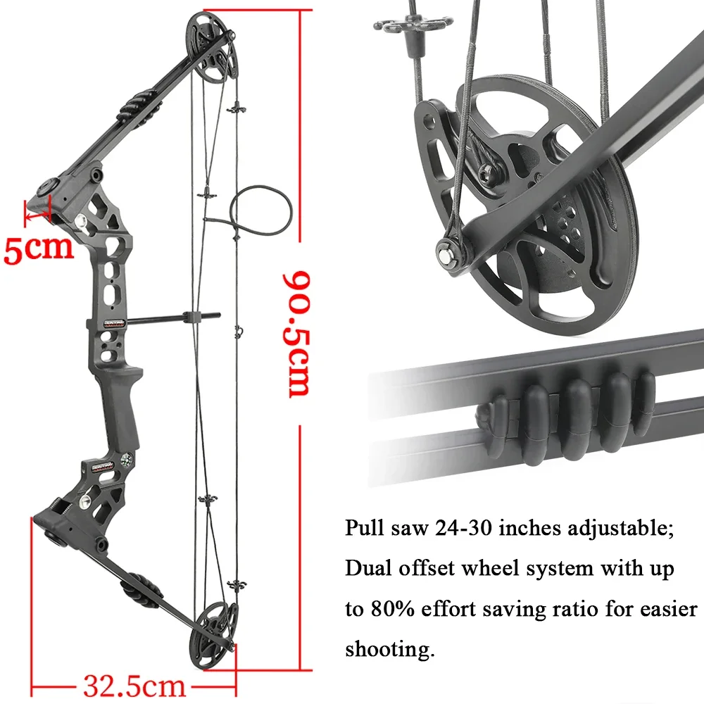 Jeu d\'arcs composés de tir à l\'arc Spine500 Carbon Arrow, poulie réglable artérielle, vitesse de flèche 320FPS, extérieur RH, LH, chasse, tir, 20-70