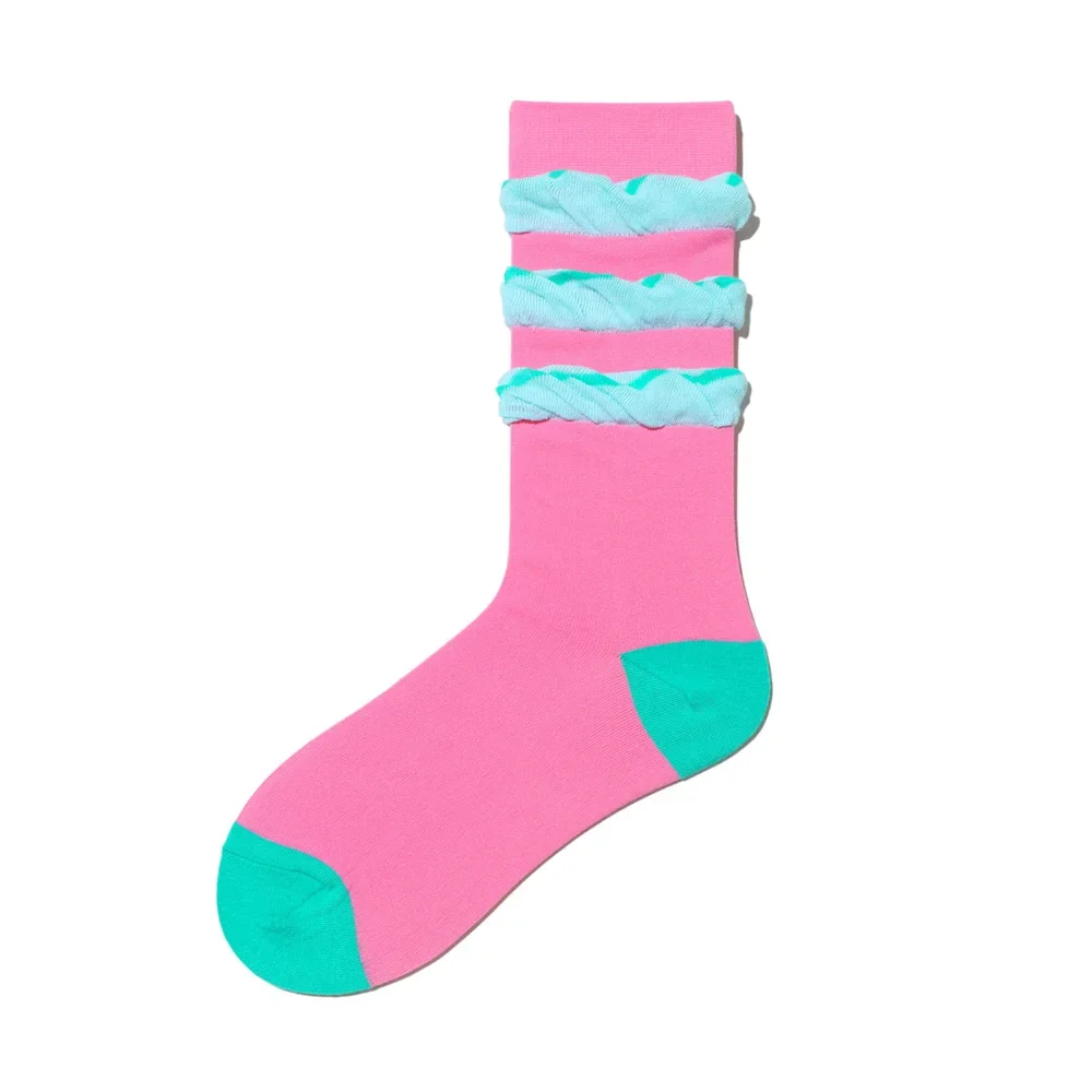 4 Colors Harajuku Fashion Socks Soft flounces Color Contrast Mid Tube Socks Candy Color Cotton Sock Women Sweet Cool Socks