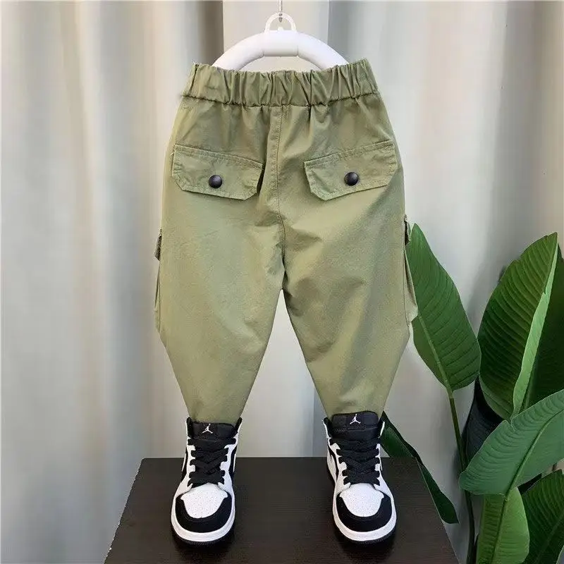 Kids Boys Spring And Autumn Pants 2023 New Baby Autumn Casual Pants Boys Fashionable And Handsome Workwear Pants