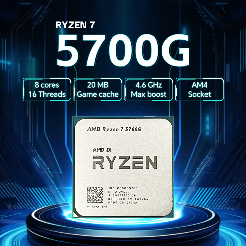Nuevo procesador AMD Ryzen 7 5700G 8 núcleos 16 hilos DDR4 7NM L3 = 16M 3,8 GHz 65W Socket AM4 R7 5700G pero sin ventilador